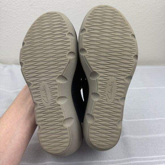 Clark’s Collection Reedly Salene Wedge Sandals Leather Peep Toe Black 8.5 - Picture 15 of 15